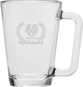 Gegraveerde theeglas 26cl Gefeliciteerd 40 jaar getrouwd