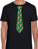 Bellatio Decorations stropdas Kerst t-shirt kerstman met bier - shirt - heren - zwart XL