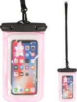 Bellatio design waterdicht telefoonhoesje - 2 st - roze - voor alle schermen tot 6 inch