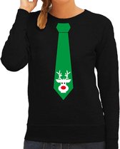 Bellatio Decorations stropdas Kersttrui/sweater rendier - zwart - dames XL