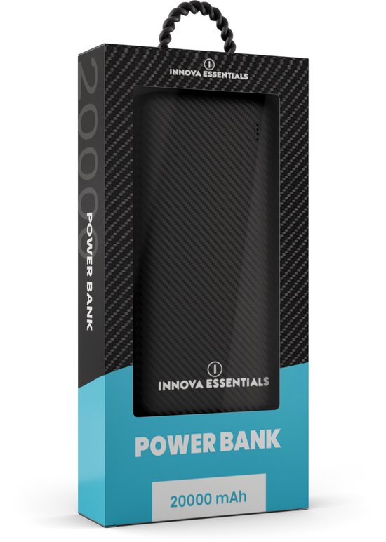 Innova® Powerbank Pro - 20.000 mAh - 20W snellader - Compact Design - USB 3.0 - USB-C & Micro USB - Quick Charger 20W - Universele Powerbank - Zwart