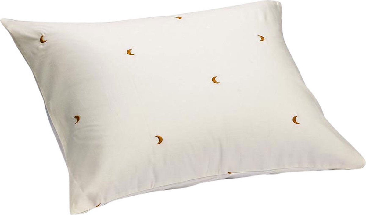 Yumeko kussensloop katoen satijn warm wit ochre moon 60x70 1 stuk Bio eco & fairtrade 1 stuk