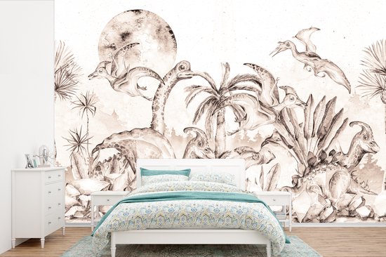 Papier Peint - Papier Papier peint photo Dino - Enfants - Décoration Jungle - Largeur 600 cm x Hauteur 400 cm