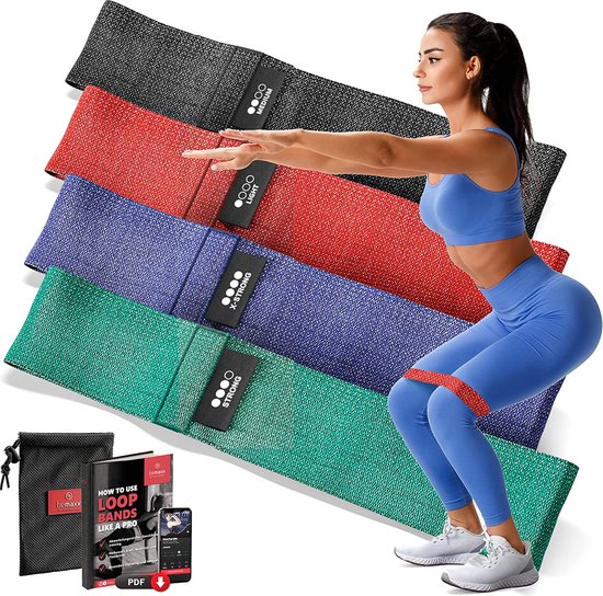 Resistance Band Fitnessbanden Rubber/Stof Set Weerstandsbanden