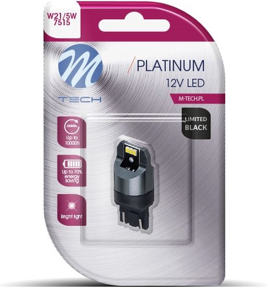 M- Tech LED - W21/5W T20 12V - Platinum - Canbus - 6x Diode Led