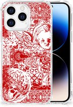 Telefoonhoesje Geschikt voor iPhone 14 Pro Hippe Hoesjes met transparante rand Angel Skull Red