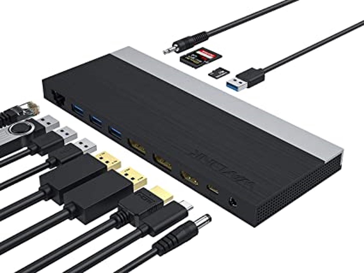 Wavlink USB-C Docking station 1 x HDMI + 2 x Displayport + 100W opladen + Ethernet + Kaartlezer + 4 x USB-A + Audio - Geschikt voor laptops met Thunderbolt 5, Thunderbolt 4, Thunderbolt 3 of USB-C