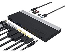 Wavlink USB-C Docking station 1 x HDMI + 2 x Displayport + 100W opladen + Ethernet + Kaartlezer + 4 x USB-A + Audio - Geschikt voor laptops met Thunderbolt 5, Thunderbolt 4, Thunderbolt 3 of USB-C