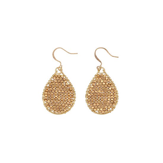 HINTH, Monsoon Classic Gold, Boucles d'oreilles d'oreilles en or faites à la main avec des perles d'or
