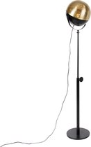 QAZQA haicha - Industriele Vloerlamp | Staande Lamp - 1 lichts - H 180 cm - Zwart Goud - Industrieel - Woonkamer