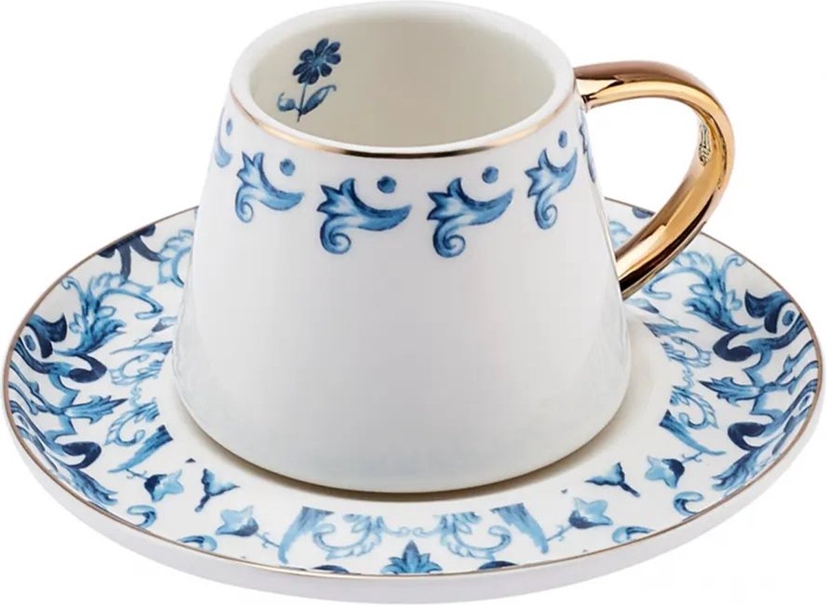 Tognana Margaret, set van 6 koffiekopjes met bord cc 100, porselein