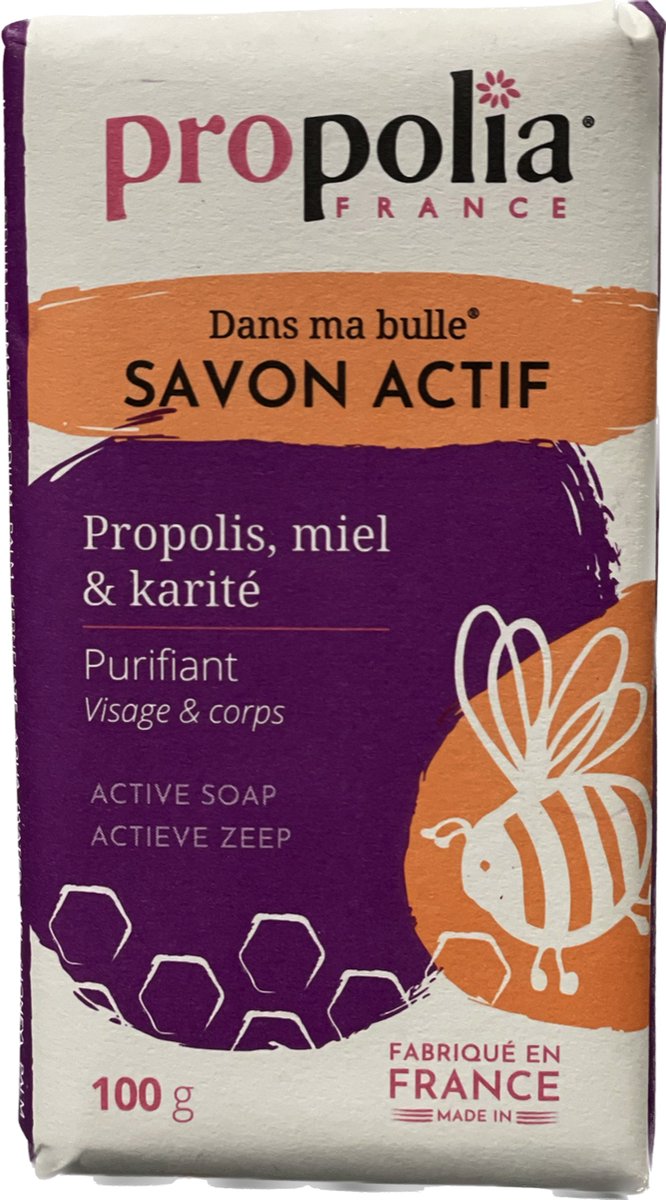 Actieve zeep met propolis en honing - werkt goed tegen eczeem - acne - herpes - huidvlekken