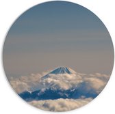 WallClassics - PVC Schuimplaat Muurcirkel - Bergtop boven de Wolken - 70x70 cm Foto op Muurcirkel (met ophangsysteem)