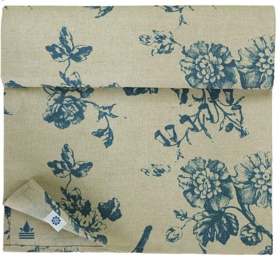 De Groen Home Tafelloper - Bloemen op zwart - Fluweel - 45x135 cm