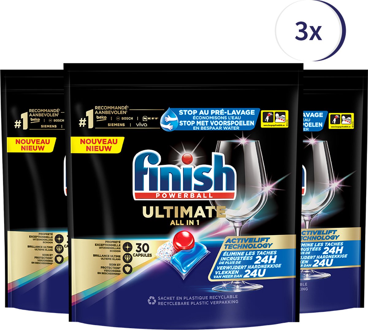 Goedkoopste Finish Ultimate Regular Vaatwastabletten - 30 Stuks x3