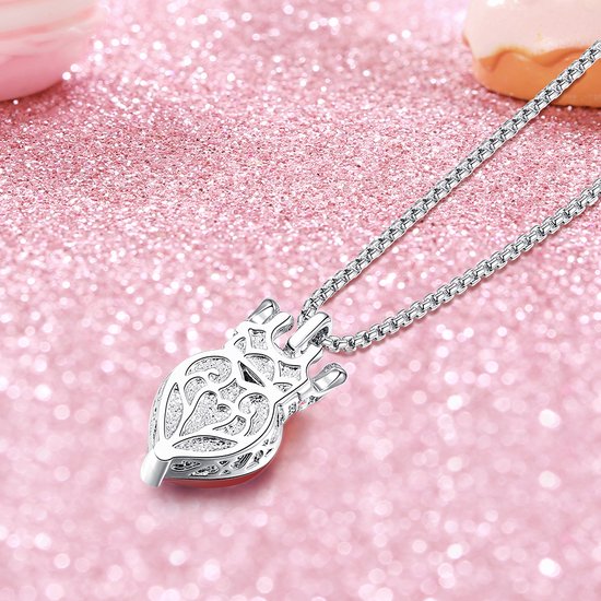 CHENGHONG Katten-ketting, 925 sterling zilver, kattenhanger, kattensieraad, kattenhalsketting met kristal, dier, cadeau voor meisjes, dames, kinderen, Zilver