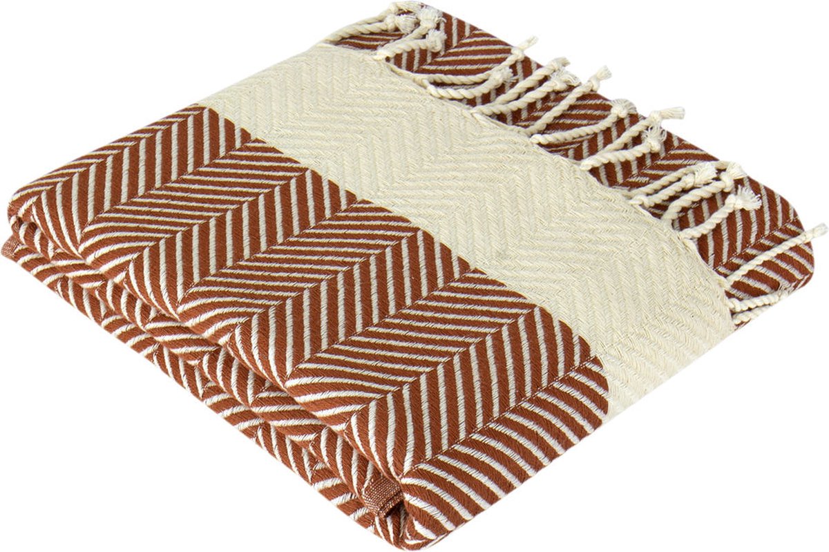 Trimita Hiera - Sauna Handdoek - Turkse Handdoek - Strandlaken - Omslagdoek - Fair Trade Hamamdoeken - 100x220 cm - Sugar Almond
