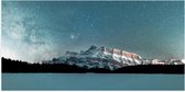 WallClassics - Poster Glossy - Montagnes sous le ciel étoilé - 100x50 cm Photo sur Papier Poster avec Finition Brillante