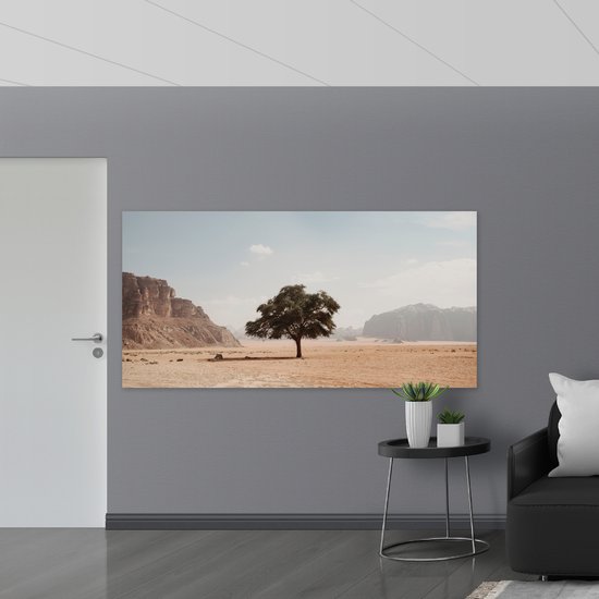 WallClassics - Verre Acrylique - Arbre Solitaire dans le Désert - 200x100 cm Photo sur Verre Acrylique (Décoration murale sur Acrylique)