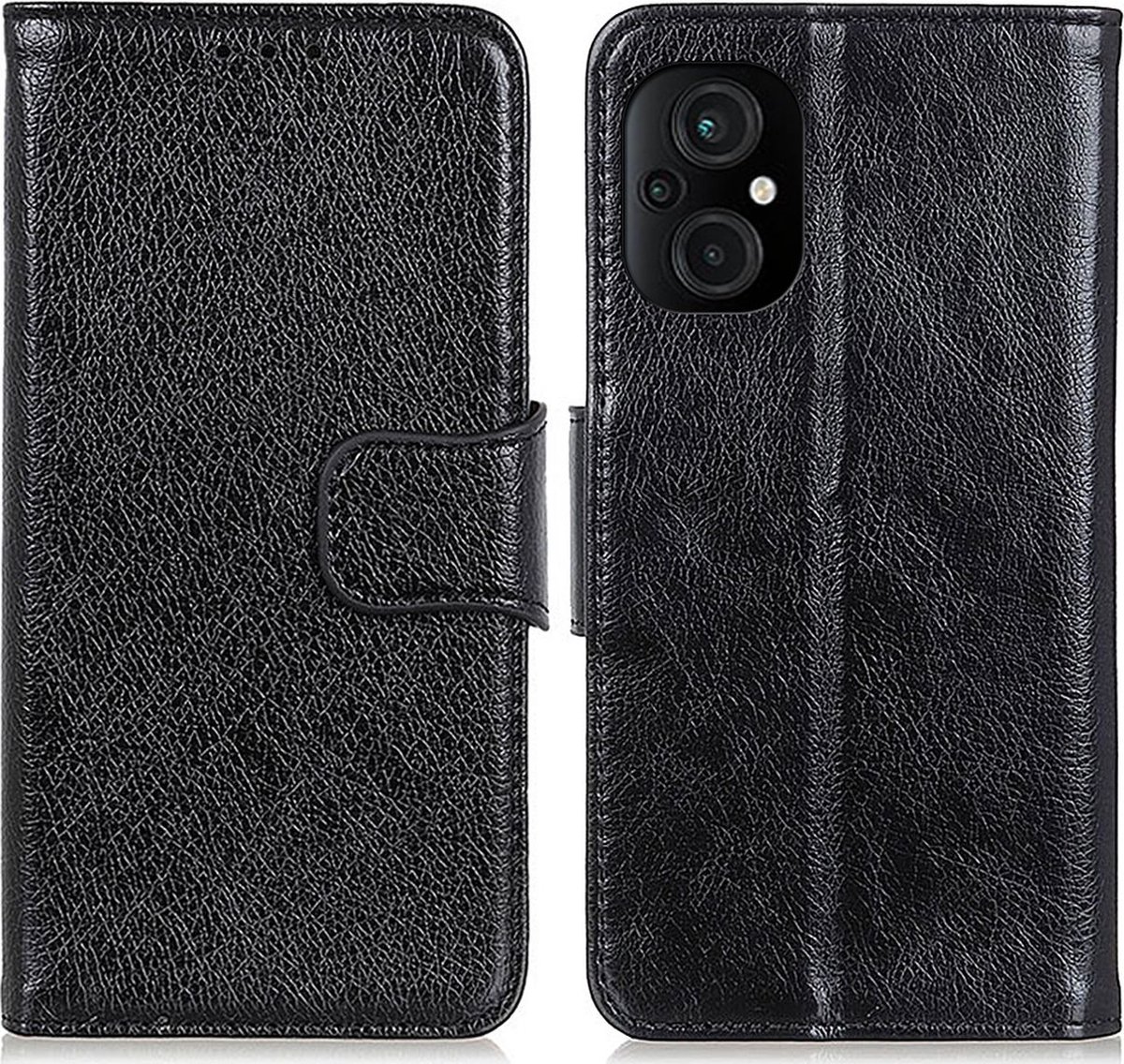 Mobigear Telefoonhoesje geschikt voor POCO M5 Hoesje | Mobigear Classy Bookcase Portemonnee | Pasjeshouder voor 2 Pasjes | Telefoonhoesje voor Pinpas / OV Kaart / Rijbewijs - Zwart