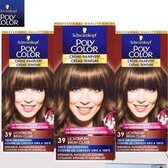 Schwarzkopf Poly Color Creme Haarverf - 39 Lichtbruin - 3 Pack Voordeelverpakking