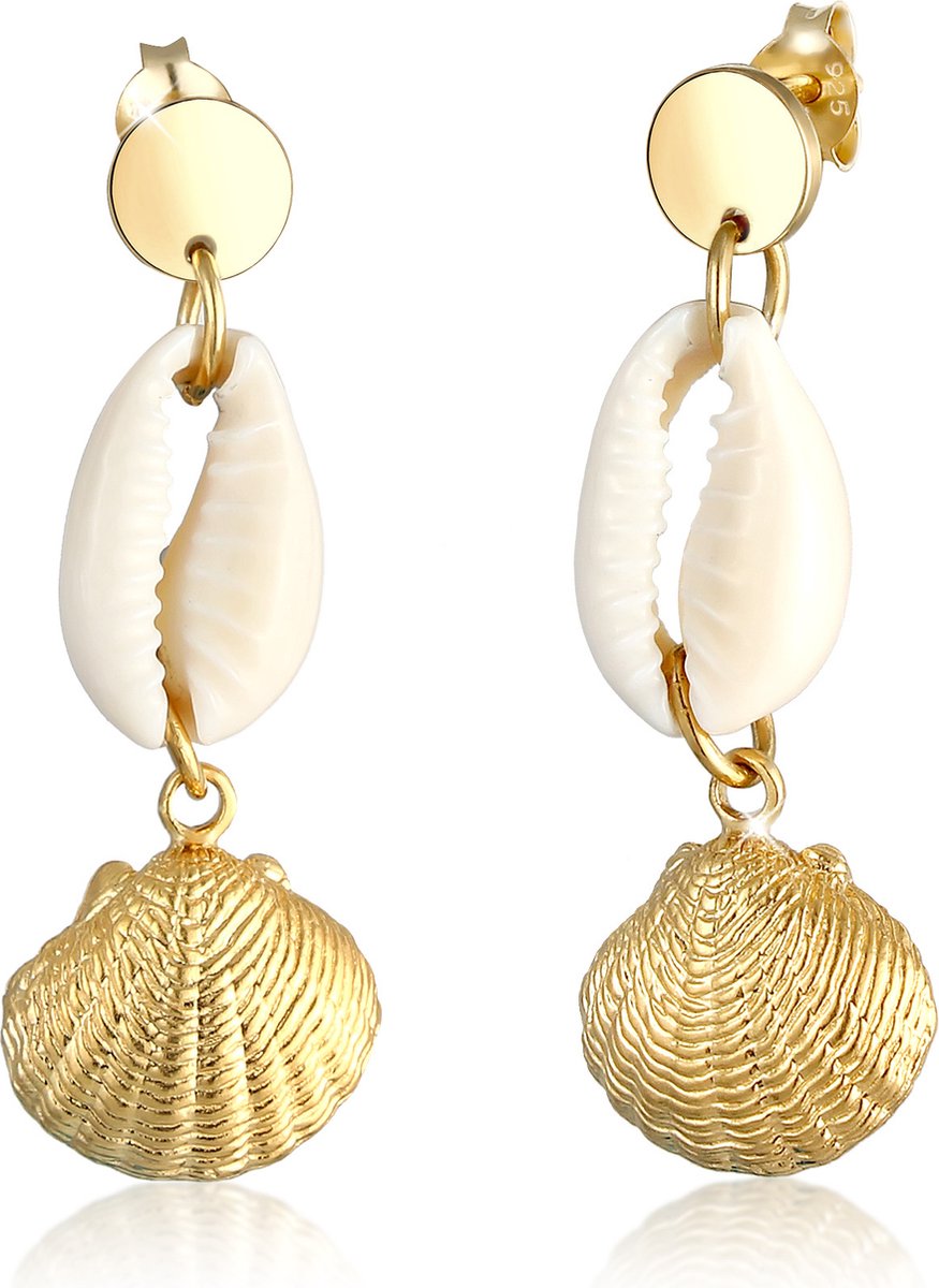 Elli Orecchini Donna Conchiglia Kauri In Argento 925 - Fatto A Mano