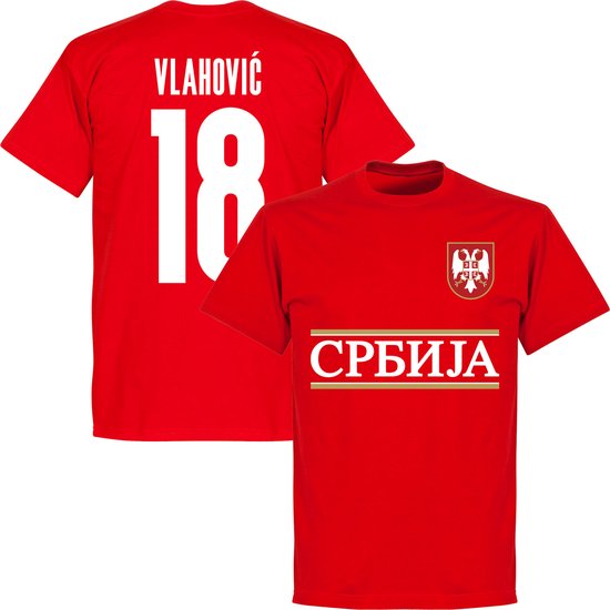 Servië Vlahovic 18 Team T-Shirt - Rood - 3XL