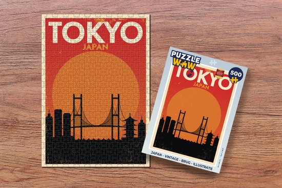 Puzzel Japan - Vintage - Brug - Illustratie - Legpuzzel - Puzzel 500