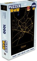 Puzzel Kaart - Gent - België - Goud - Zwart - Legpuzzel - Puzzel 1000 stukjes volwassenen
