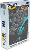 Puzzel Stadskaart - Tiel - Grijs - Blauw - Legpuzzel - Puzzel 500 stukjes - Plattegrond