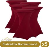 Statafelrok Bordeauxrood 80 cm per 5 - Alora tafelrok voor statafel - Statafelhoes - Bruiloft - Cocktailparty - Stretch Rok - Set van 5
