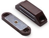 Magneetsnapper - Bruin - Kunstof - 6kg trekkracht - 60x16mm - Magneetslot - Inclusief kunststof tegenplaat - Per stuk