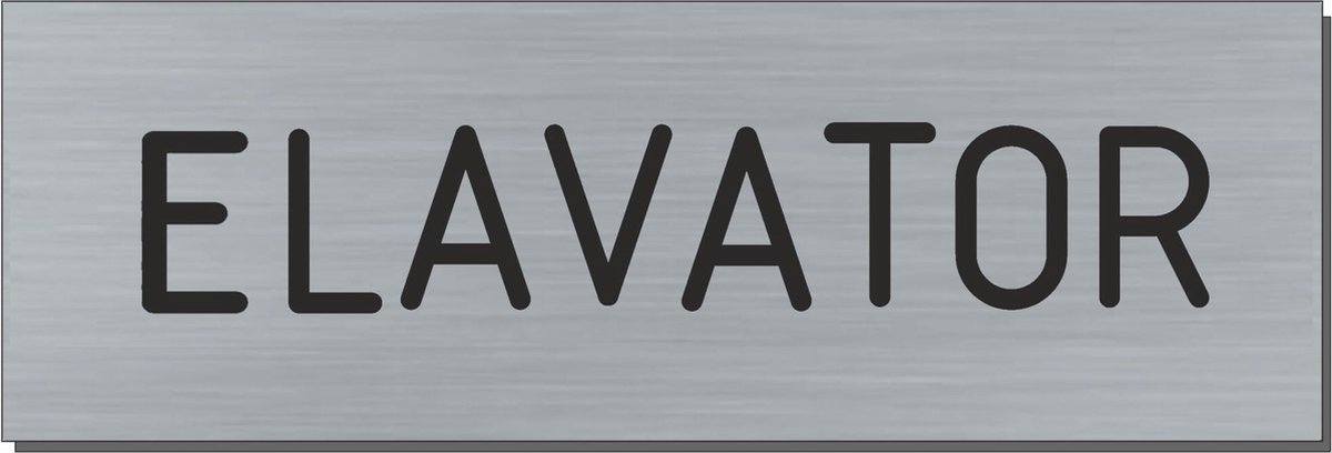 Doorsign - doorplate - deurbord - Elevator - rectangle - stainless steel look - 5 x 15 cm