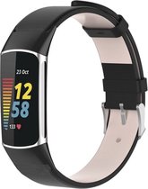 Bracelet Smartwatch en Cuir - Convient au bracelet en cuir Fitbit Charge 5 - noir - Strap-it Watchband / Wristband / Bracelet