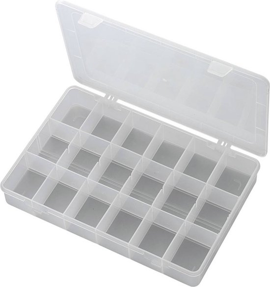 TRU COMPONENTS PP18-01 Boîte d'assortiment (lxlxh) 278 x 192 x 43 mm Nombre de compartiments : 18 Division fixe 1 pièce(s)
