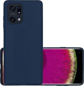 Hoes Geschikt voor OPPO Find X5 Pro Hoesje Cover Siliconen Back Case Hoes - Donkerblauw