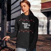 Kerst Hoodie Rendieren - Santa Made Me Do It - Kleur Zwart - ( MAAT L - UNISEKS FIT ) - Kerstkleding voor Dames & Heren