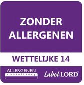 LabelLord | HACCP Voedseletiketten Aqualabel | Allergenen vrij / zonder allergenen sticker in dispenserdoos | 500 etiketten per rol
