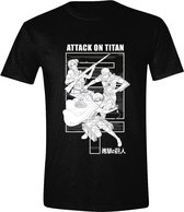 Attack on Titan -Monochrome Trio - T-Shirt Zwart - XL