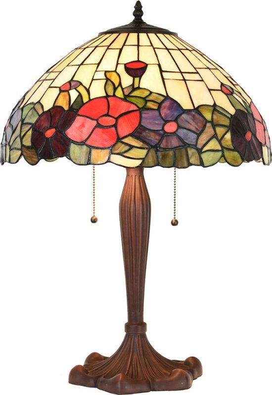 Lampe de table Tiffany Ø 42x60 cm Fleurs rondes en plastique de Glas beige  Lampe de... | bol