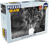 Puzzel Kat die zichzelf wast - Legpuzzel - Puzzel 1000 stukjes volwassenen