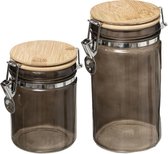 Pot de conservation - 6x pièces - verre noir - fermeture clip - 750 ml - 1 L