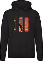 Skateboard vuur | sport | skaten | halfpipe | Unisex | Trui | Hoodie | Sweater | Capuchon | Zwart