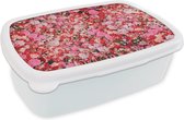 Broodtrommel Wit - Lunchbox - Brooddoos - Bloemen - Kleuren - Rozen - 18x12x6 cm - Volwassenen