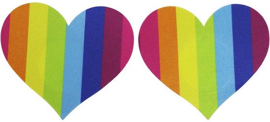 ***2 Paar Foxy Niple Stickers Hart – 4 stuks Tepelstickers Hartjes – Regenboog – Zelfklevende – Tepelbedekkers – van Heble®***