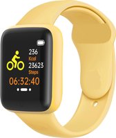 Tijdspeeltgeenrol smartwatch DY20 geel - Heren/Dames/Kinderen- Android/iOS- Stappenteller - Hartslagmeter -Bloeddrukmeter - Bluetooth - Waterdicht-Fitness