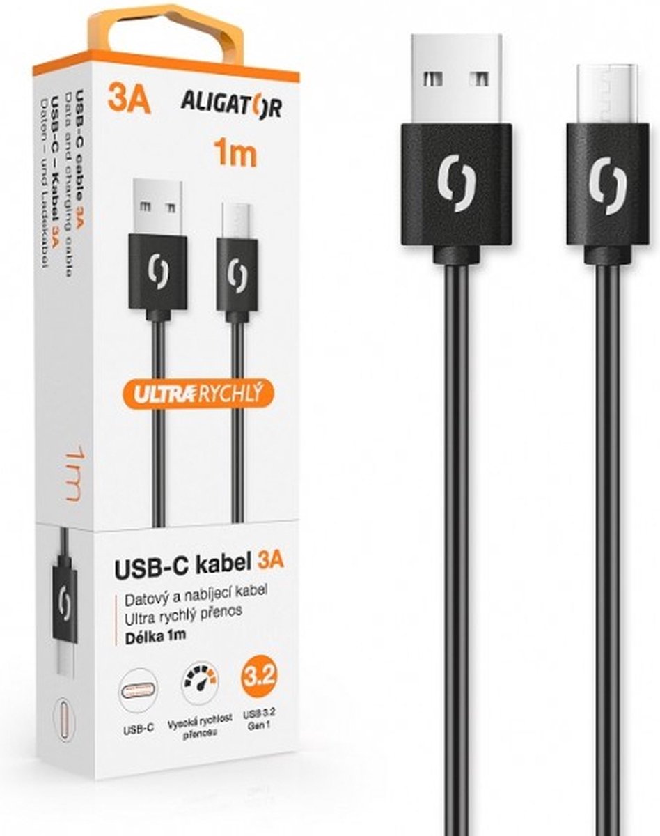 Aligator DATKP43 USB-kabel 1 m USB 3.2 Gen 1 (3.1 Gen 1) USB A USB C Zwart