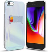Laser case IMD geschikt voor iPhone SE 2022 / SE 2020 - Hoesje met pasjeshouder geschikt voor iPhone 8 / 7 hoesje - Siliconen case met pashouder geschikt voor iPhone SE 2022 / SE 2020 / 8 / 7