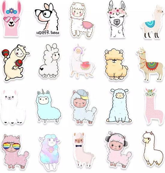 Alpaca Stickers 50 Stuks | Dieren Stickers | Grappige Stickers | Meisjes | Agenda | Pastel | Laptop Stickers | Decoratie | Stickers Kinderen | Stickers Volwassenen | Berglama | Plakstickers | Stickers Bullet Journal | Planner Stickers - Merkloos