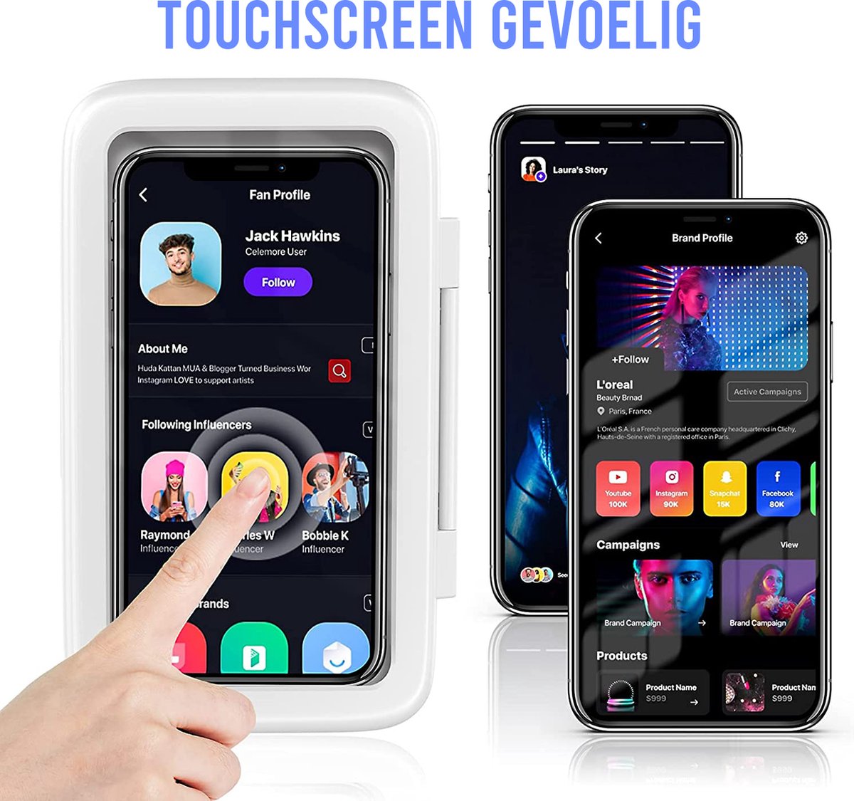 Douchetelefoonhoes - Wandgemonteerde telefoonhoes - Badkamer Touchscreen Waterdichte mobiele telefoonhouder Doos - Aanraakscherm Wandgemonteerde telefoonhoes